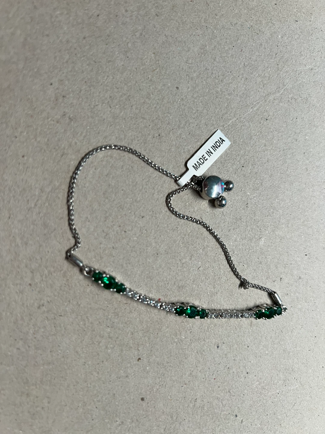 Lab-Created Emerald & White Sapphire 3 Stone in Sterling Silver