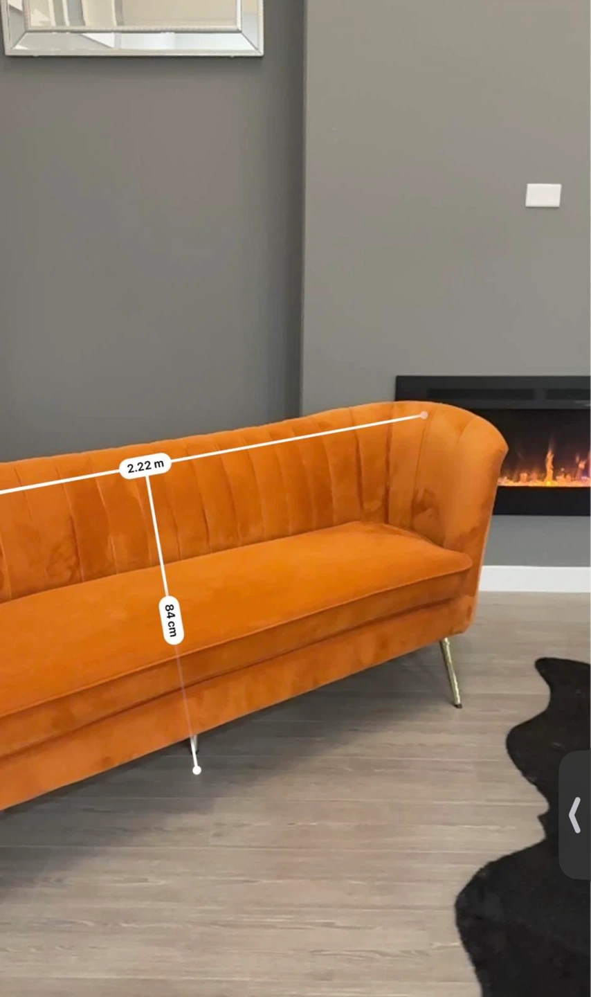 Modern Orange Velvet Sofa - photo 2