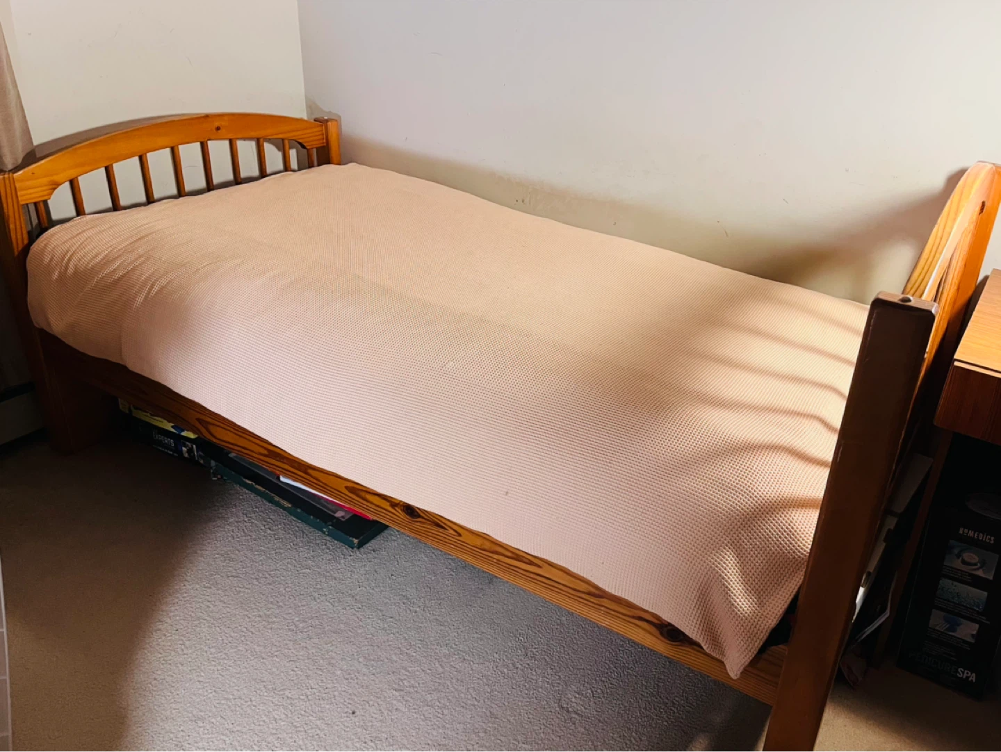 Wooden Twin Bed with Headboard and Footboard