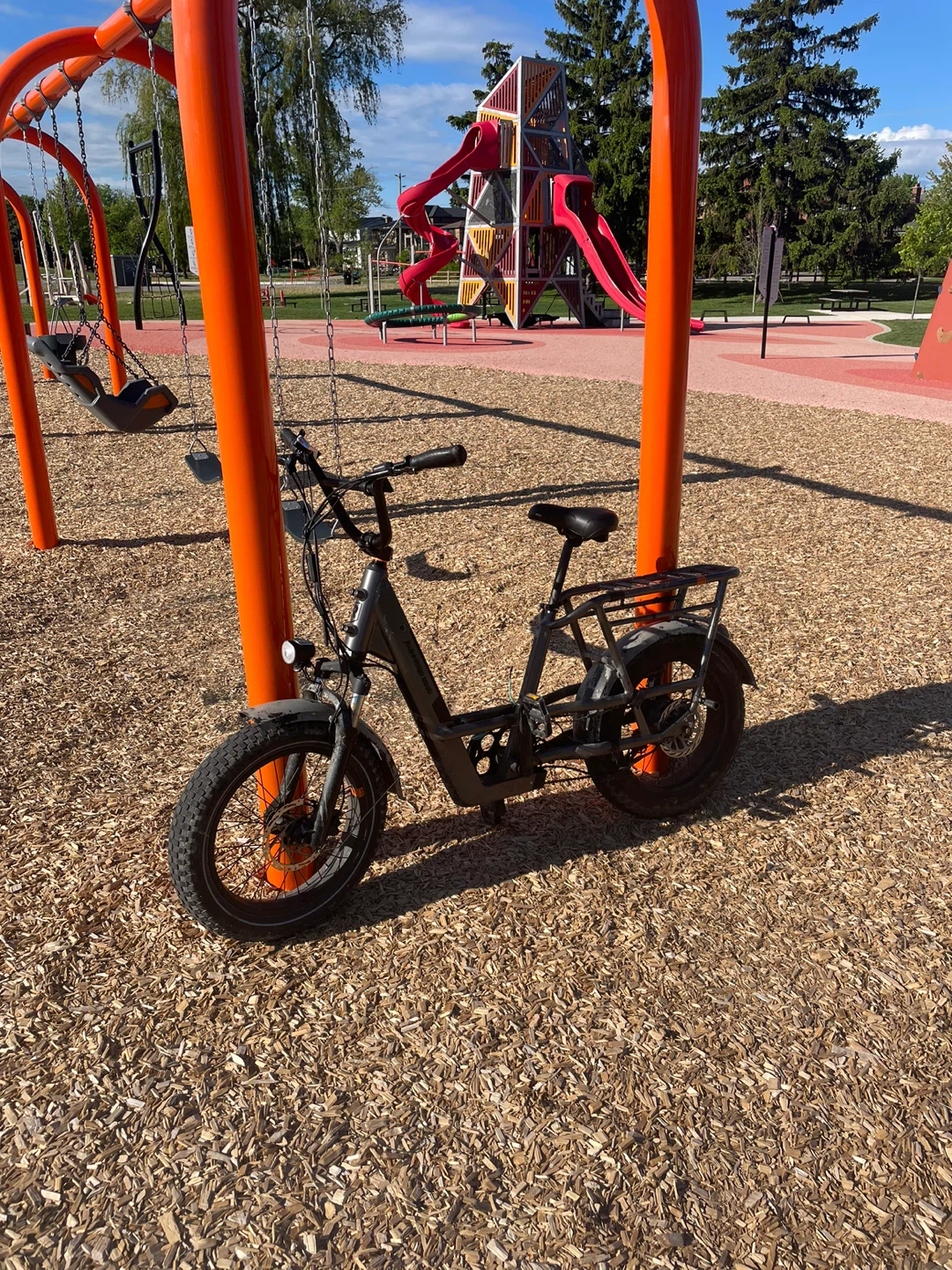 Grey Electric Fat Tire Bike with Rear Rack