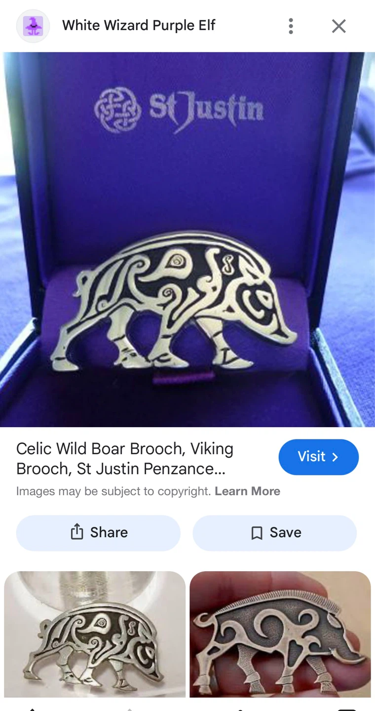 St Justin Celtic Wild Boar Brooch Pewter - photo 3