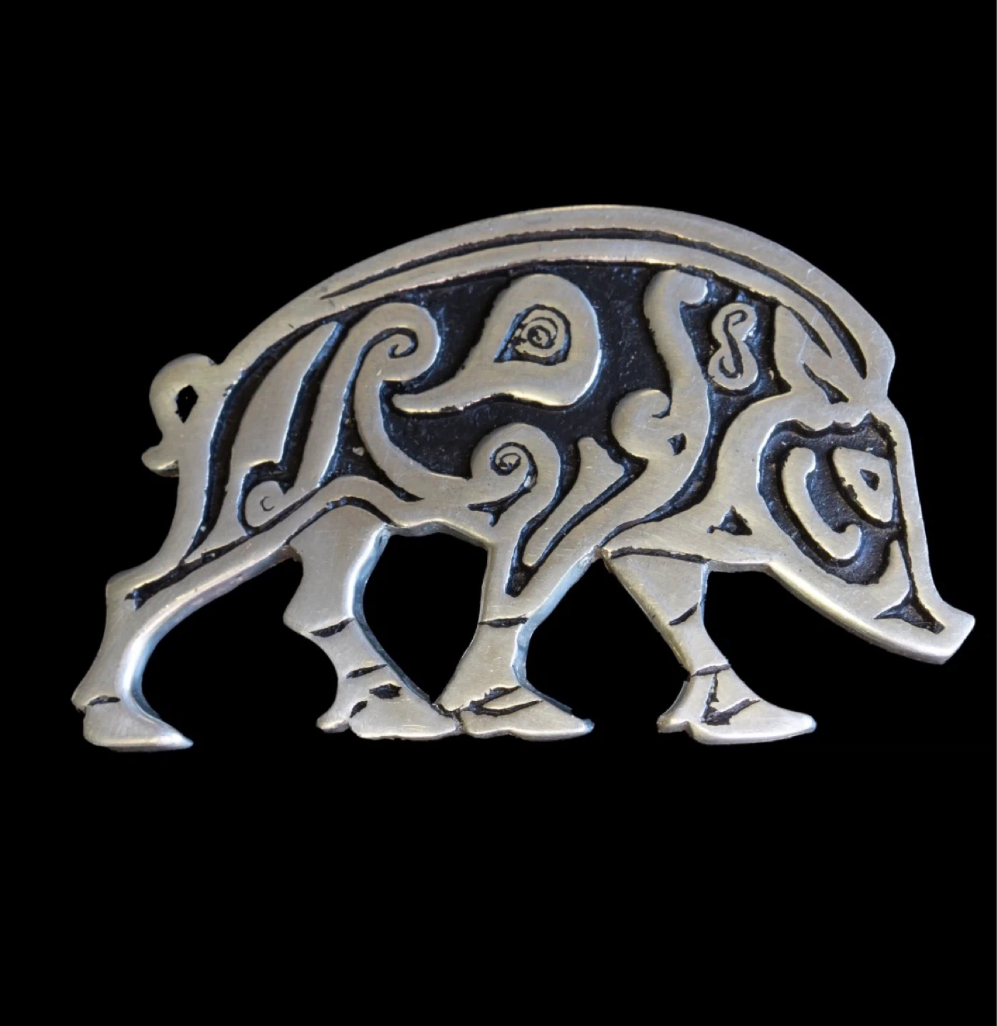St Justin Celtic Wild Boar Brooch Pewter