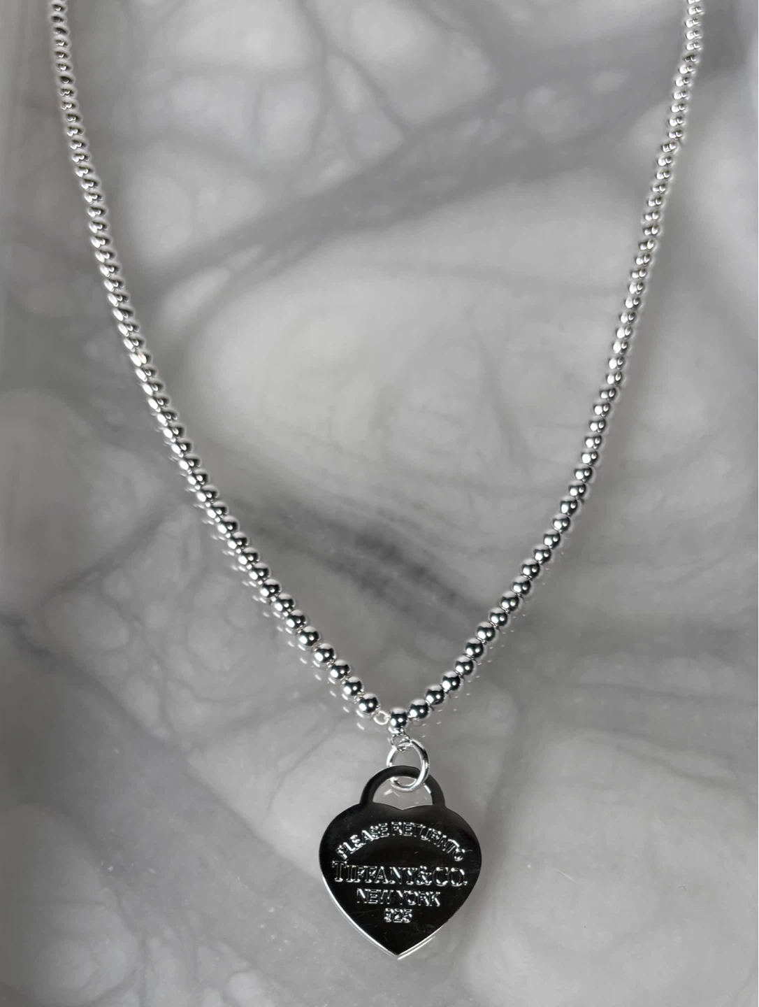 Heart tag bead necklace