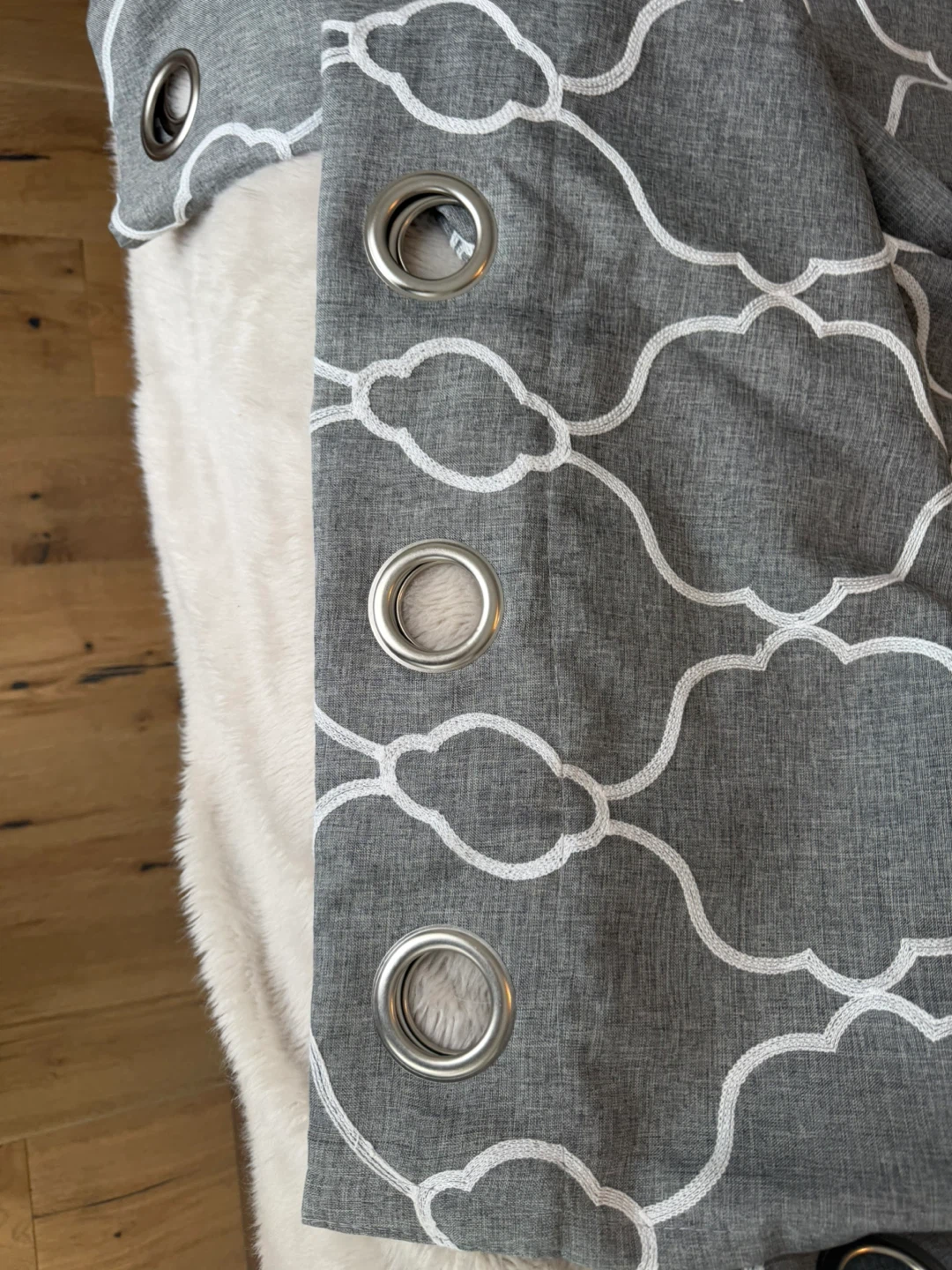 Grey Curtains with White Trellis Pattern (Pair) - photo 4