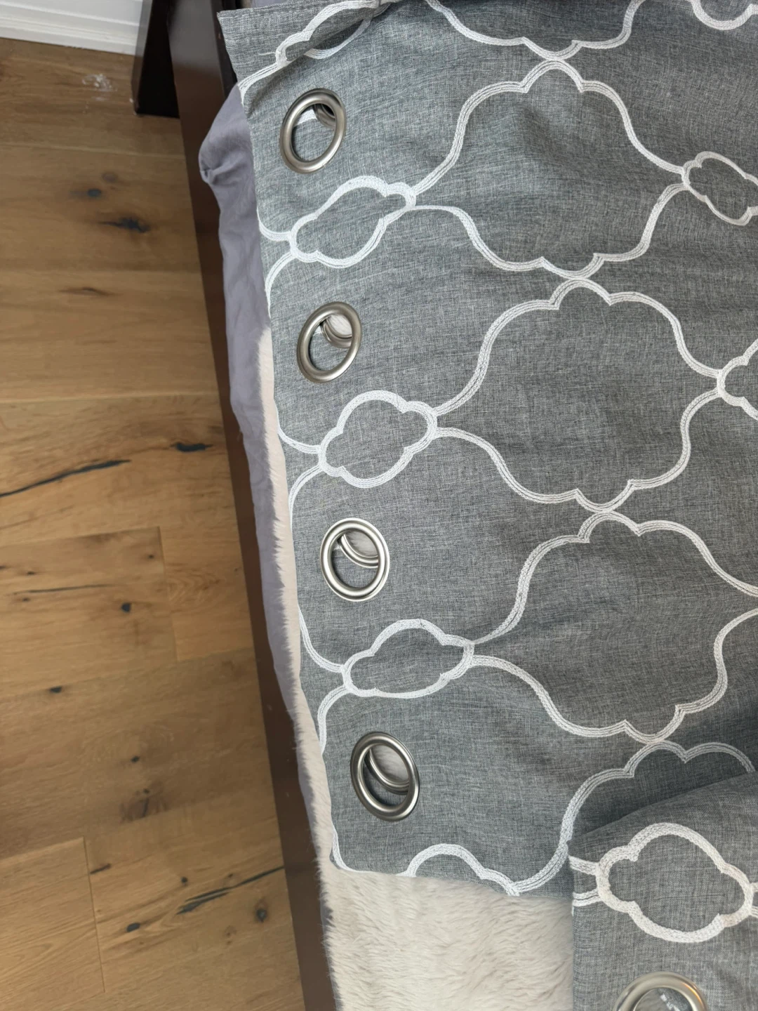 Grey Curtains with White Trellis Pattern (Pair) - photo 5