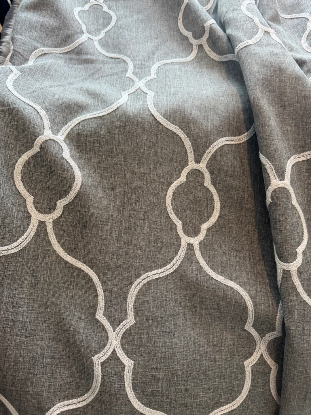 Grey Curtains with White Trellis Pattern (Pair) - photo 2