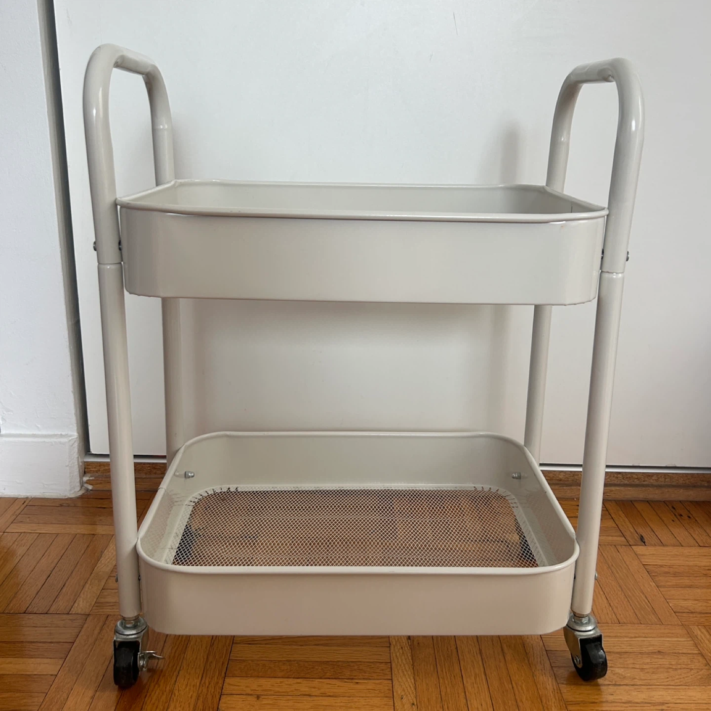 Two-tier metal rolling cart