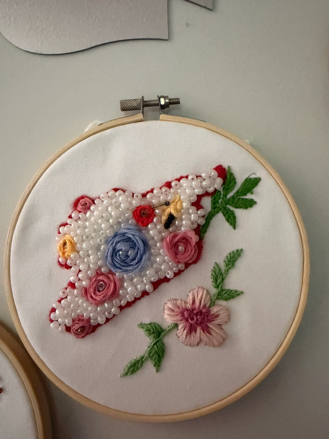 Handmade Beaded Embroidery Hoop Art