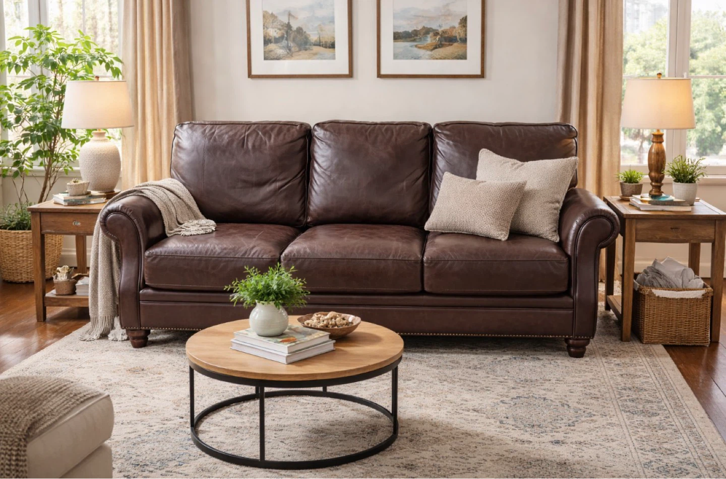 Broyhill Brown Leather Sofa