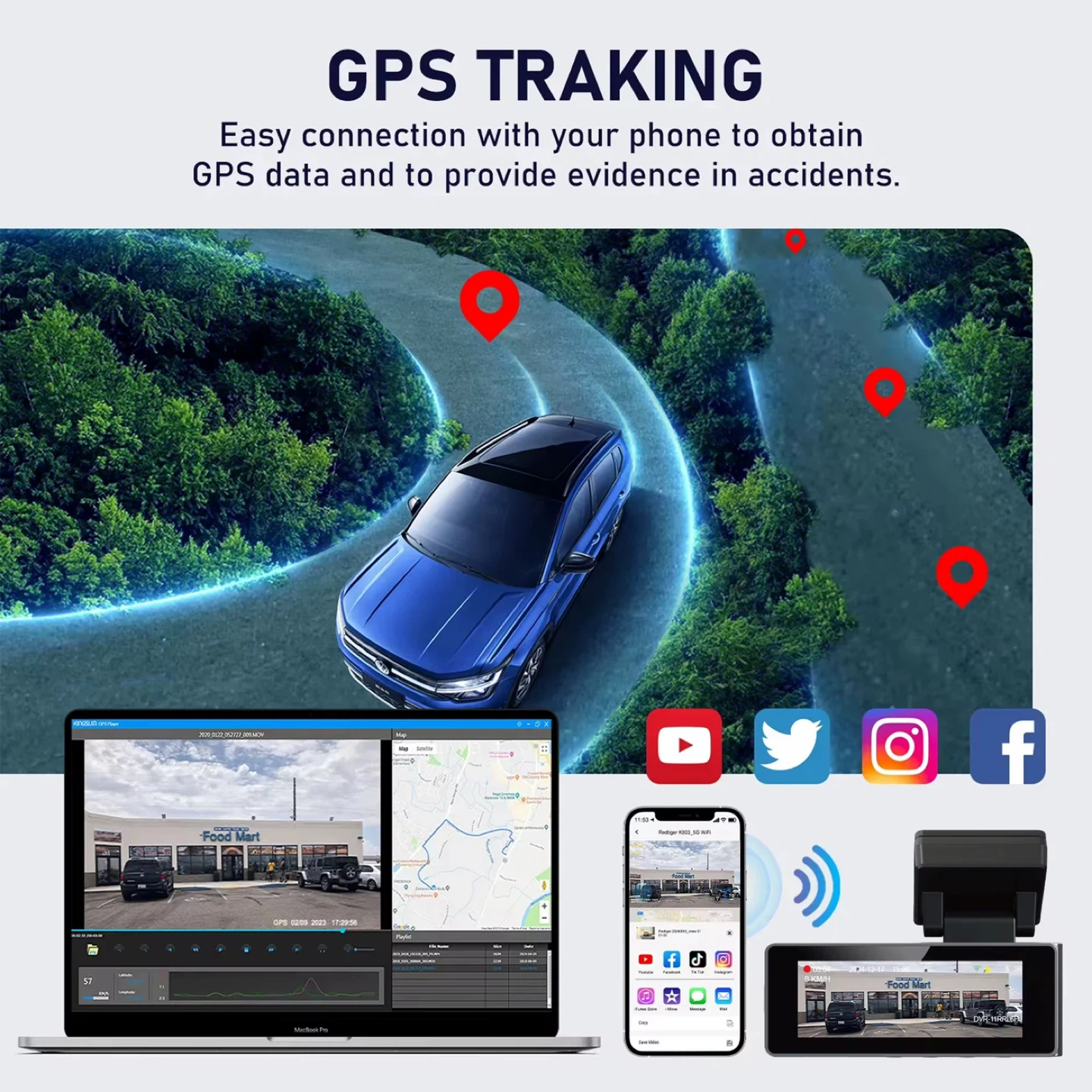 Carlover A3 Dash Cam with 5G WiFi & GPS - photo 2