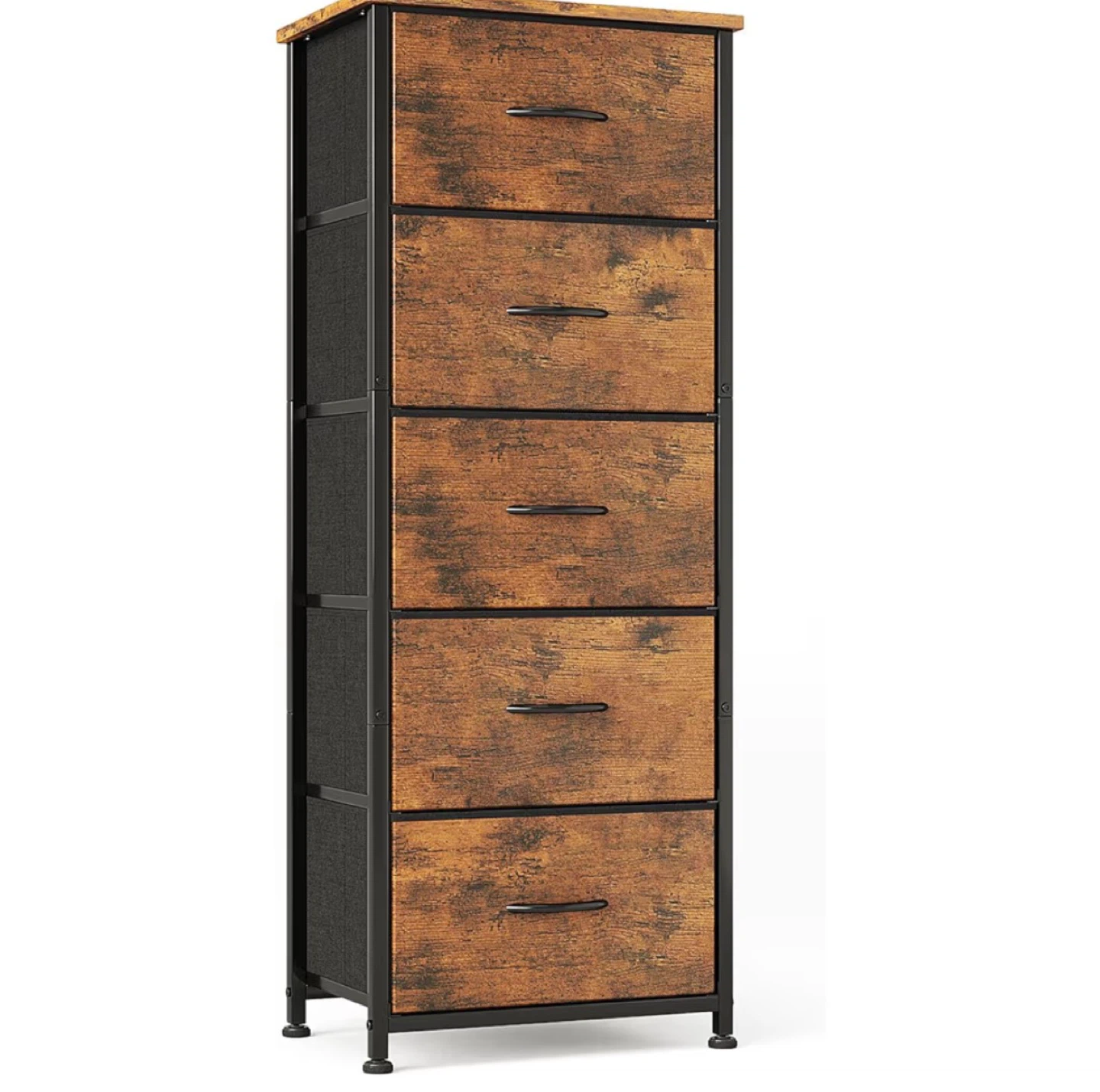 5-Drawer Tall Dresser Chest with Wood Top