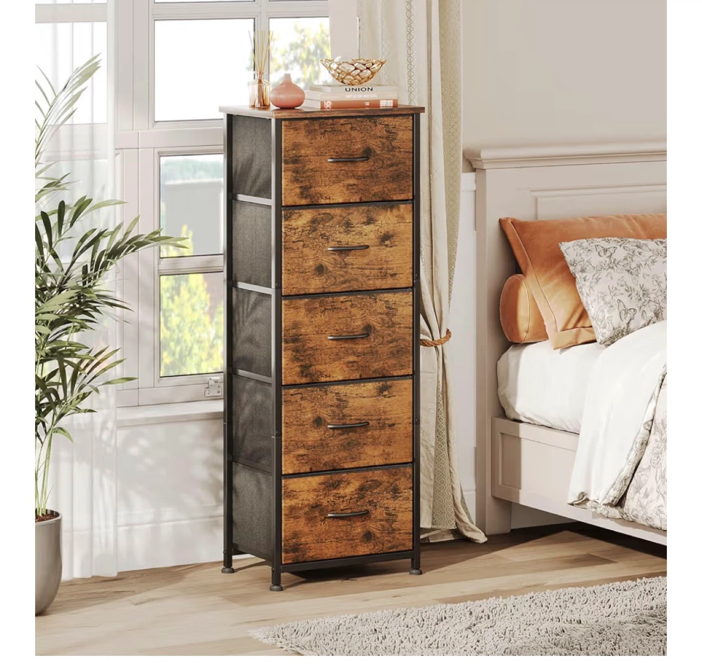 5-Drawer Tall Dresser Chest with Wood Top - photo 3