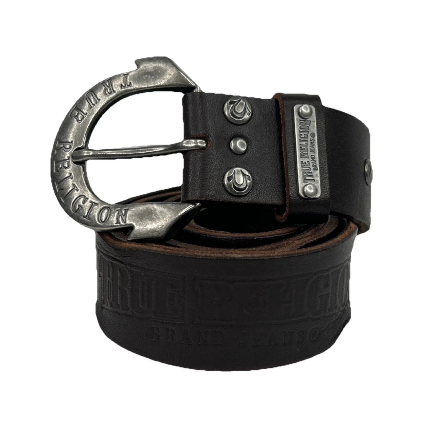 True Religion Brown Leather Belt Size 32