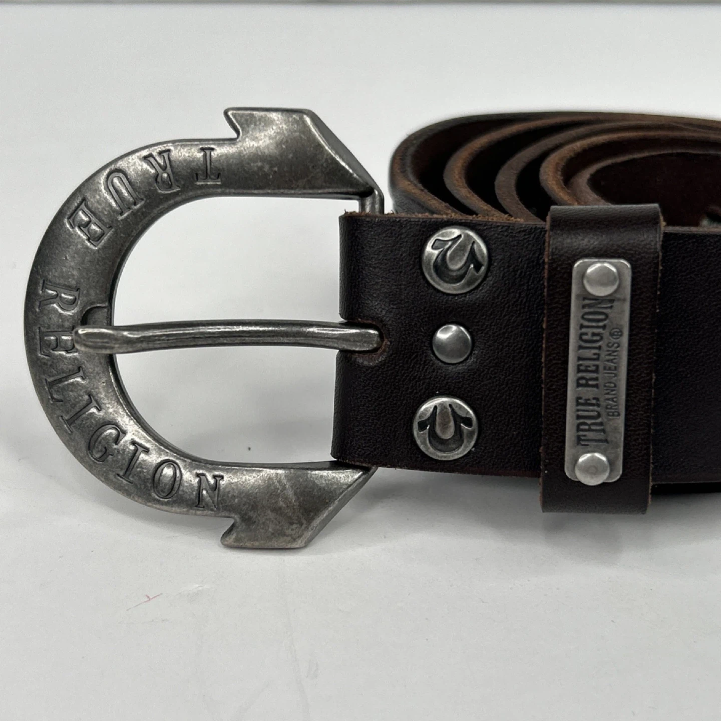 True Religion Brown Leather Belt Size 32 - photo 2