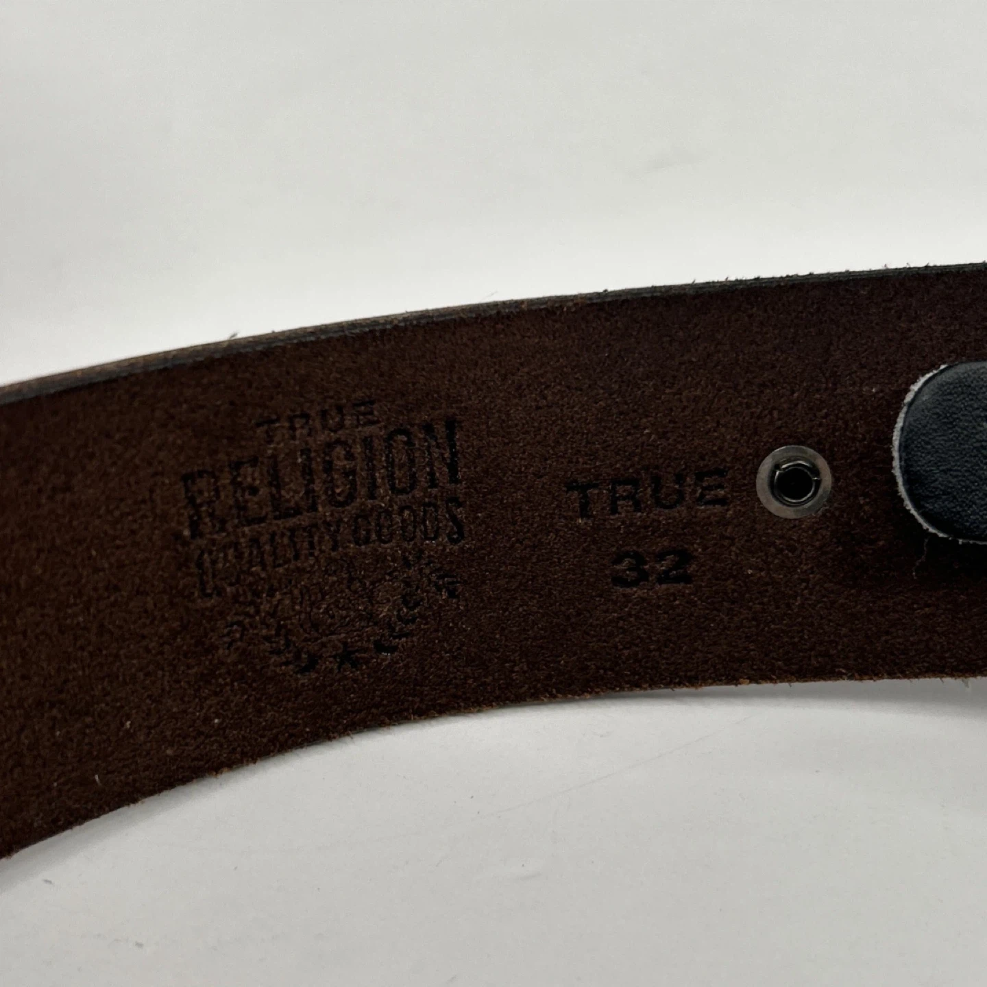 True Religion Brown Leather Belt Size 32 - photo 5
