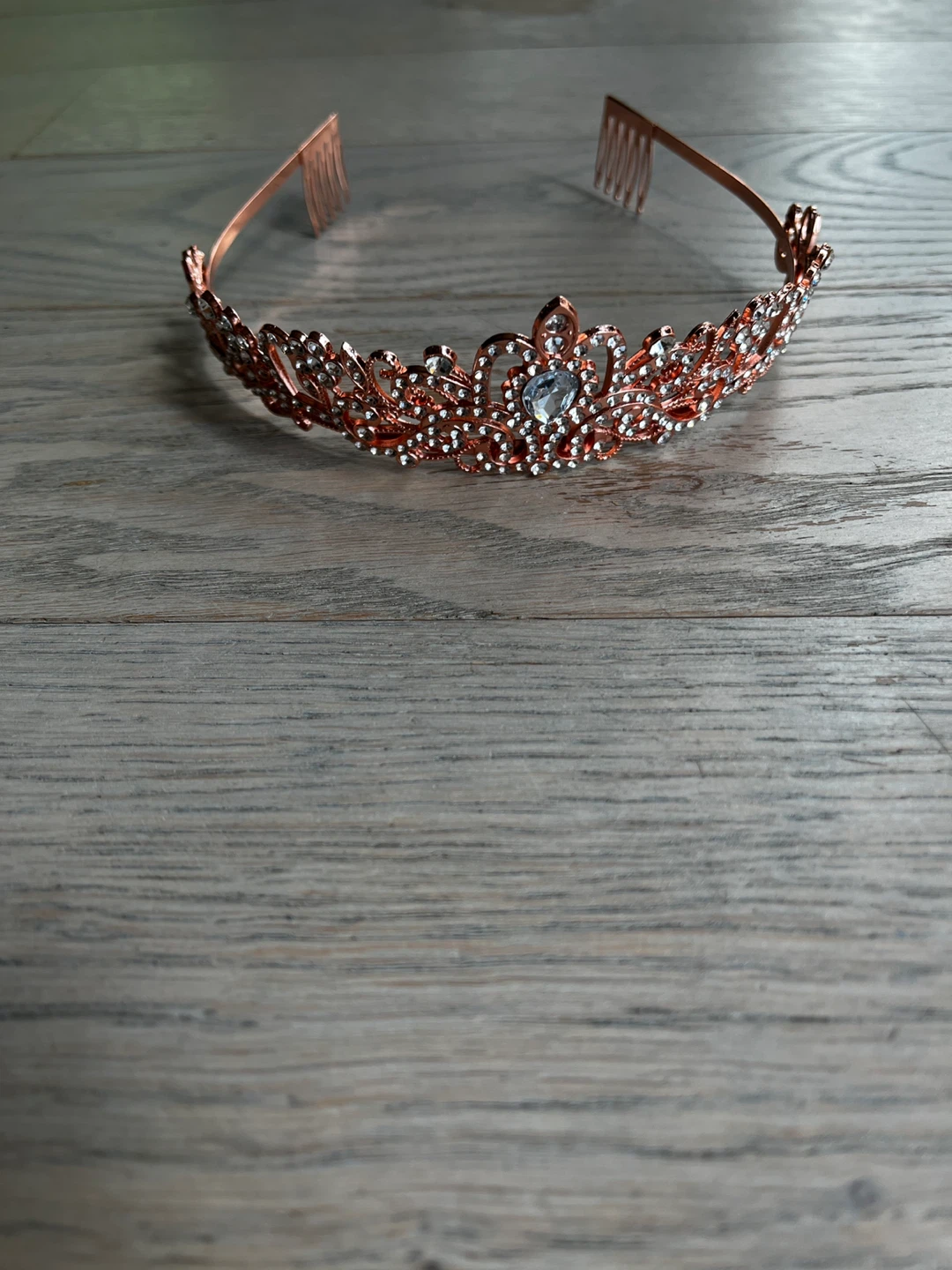 Rose Gold Tiara with Rhinestones