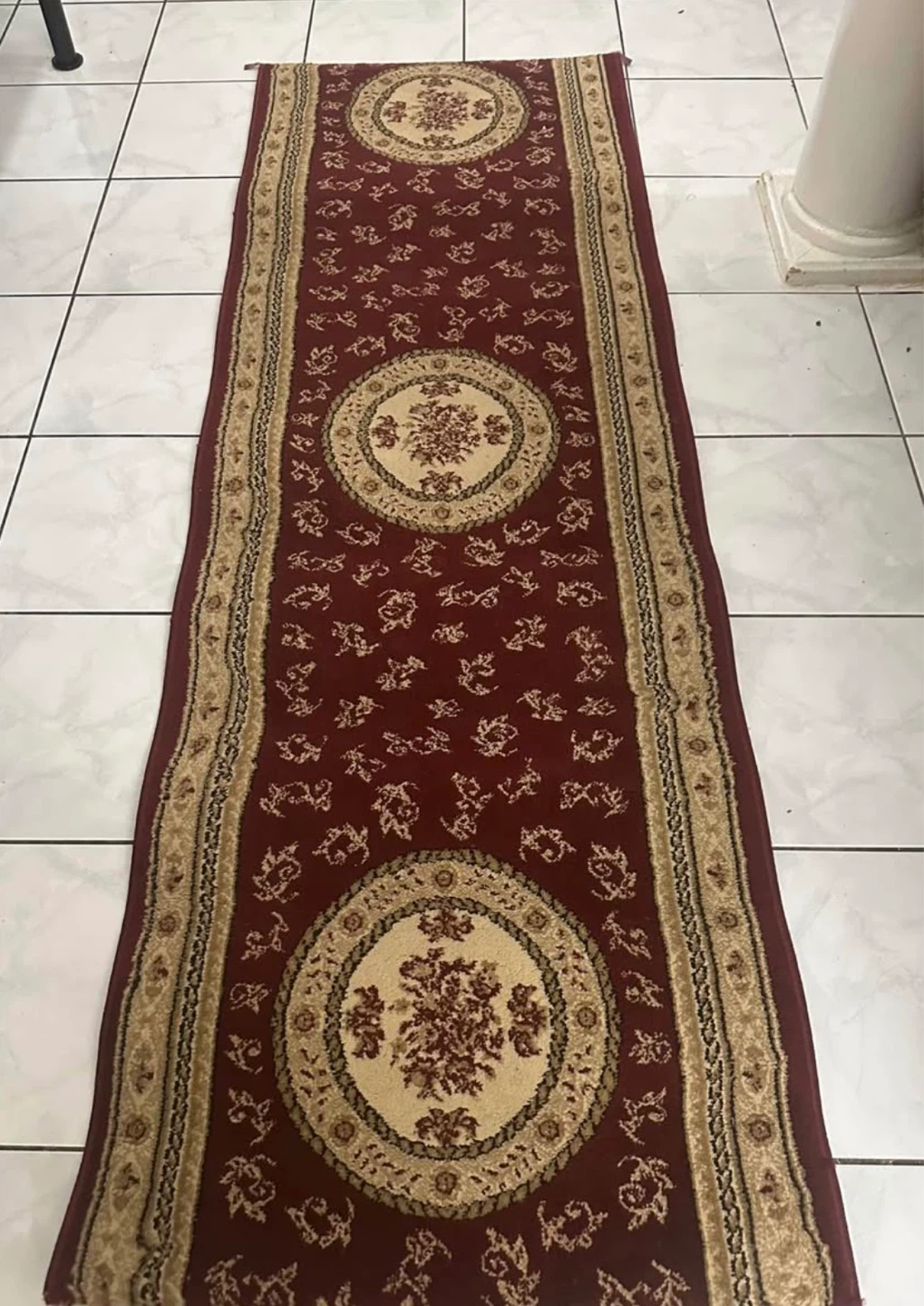Red Runner Rug with Middle eastern Design