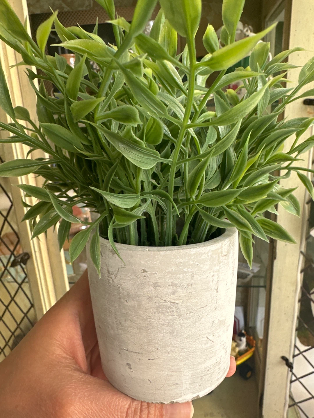 Set of 7 Artificial Plant in Grey Pot