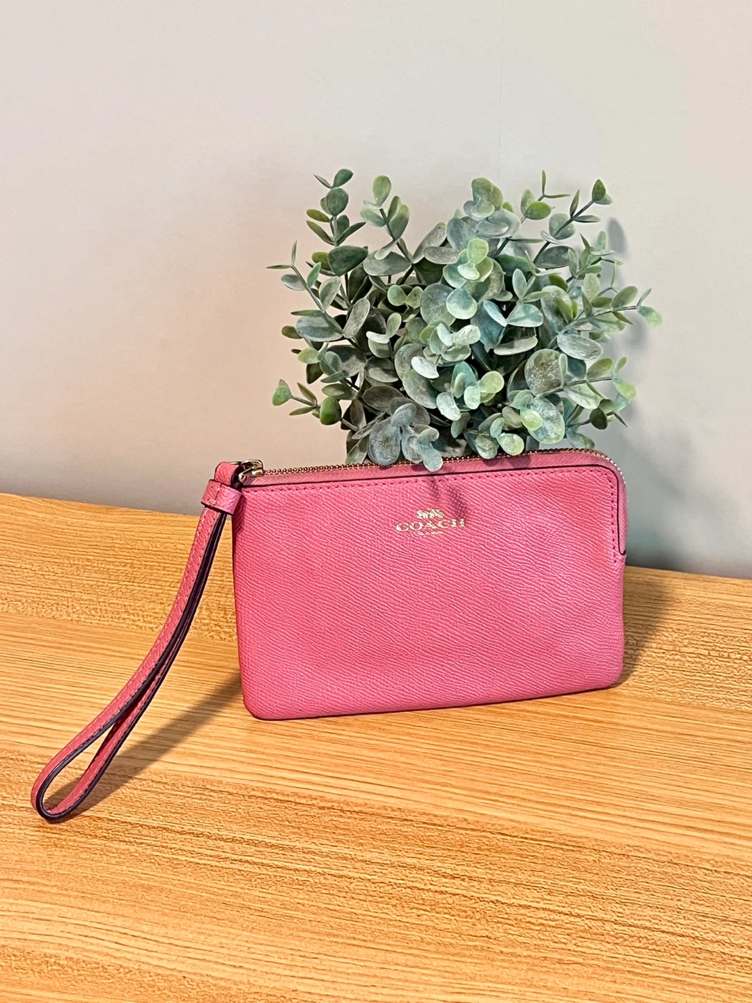 Coach Pink Leather Wristlet