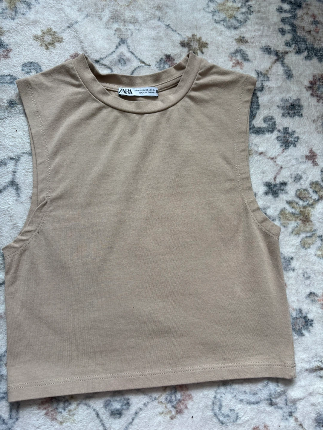 Zara Women's Tan Sleeveless Cropped Top Size XS