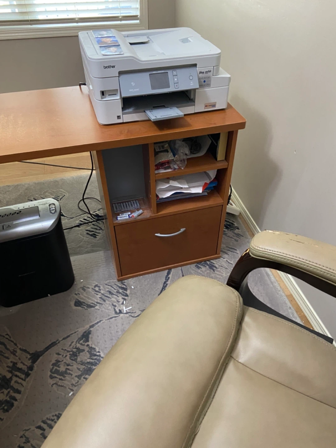 Cherry Wood Office Desk with Drawer and Keyboard Tray - photo 4