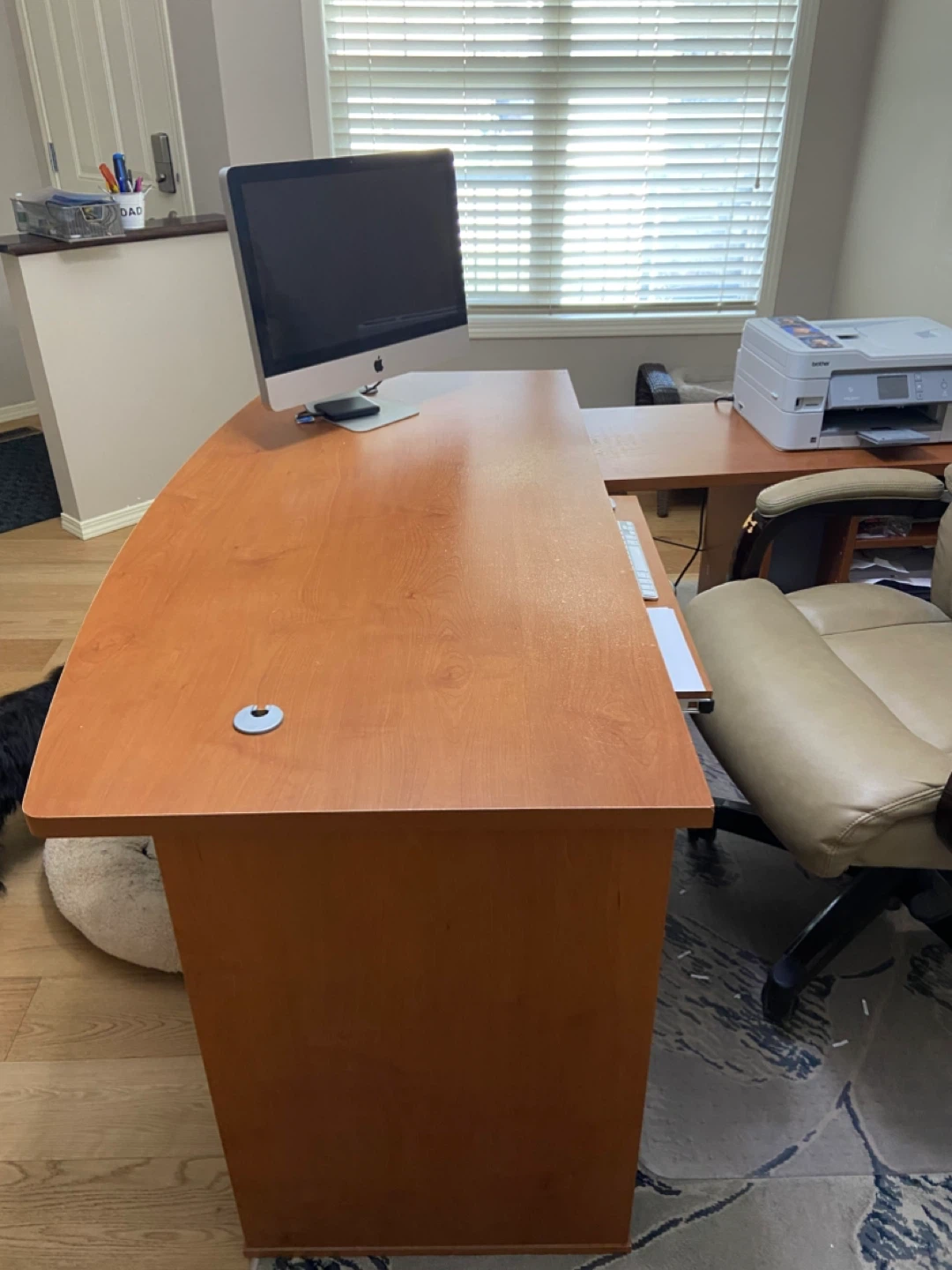 Cherry Wood Office Desk with Drawer and Keyboard Tray