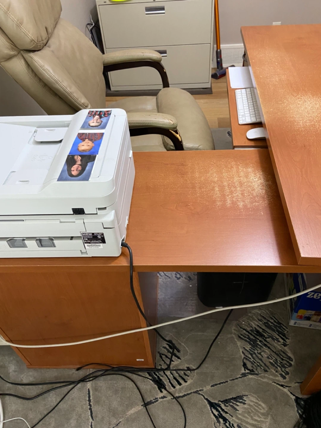 Cherry Wood Office Desk with Drawer and Keyboard Tray - photo 3