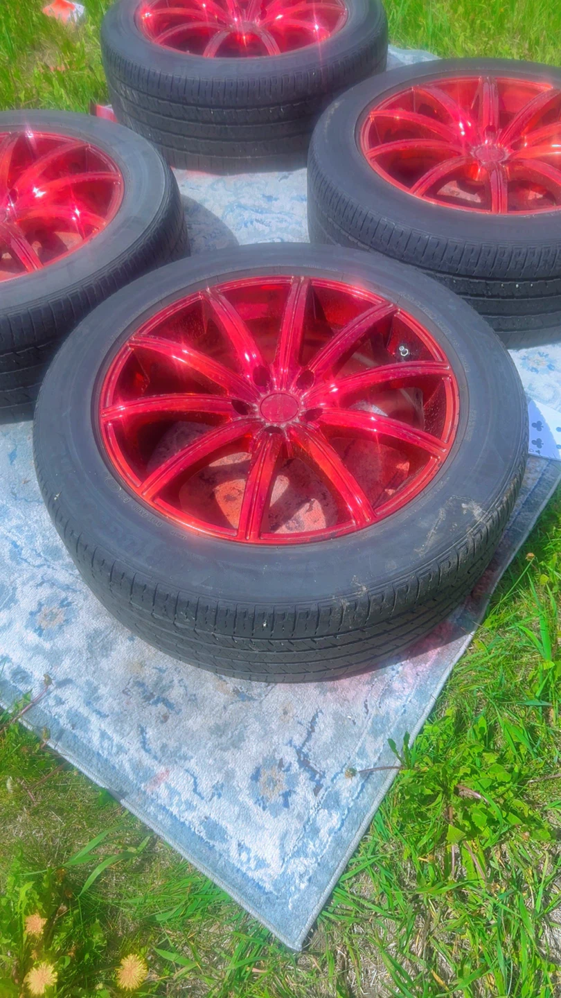Set of 4 Red Rims and Tires - 265/50R20 - photo 2