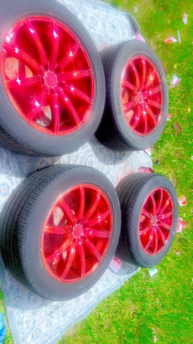 Set of 4 Red Rims and Tires - 265/50R20 - photo 3