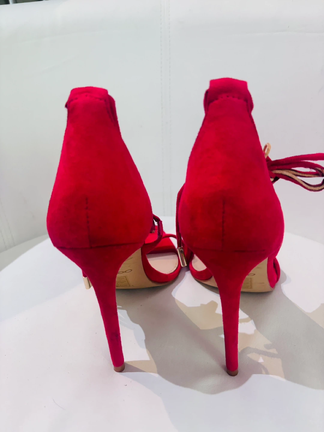 Red Suede Strappy High Heel Sandals - photo 2