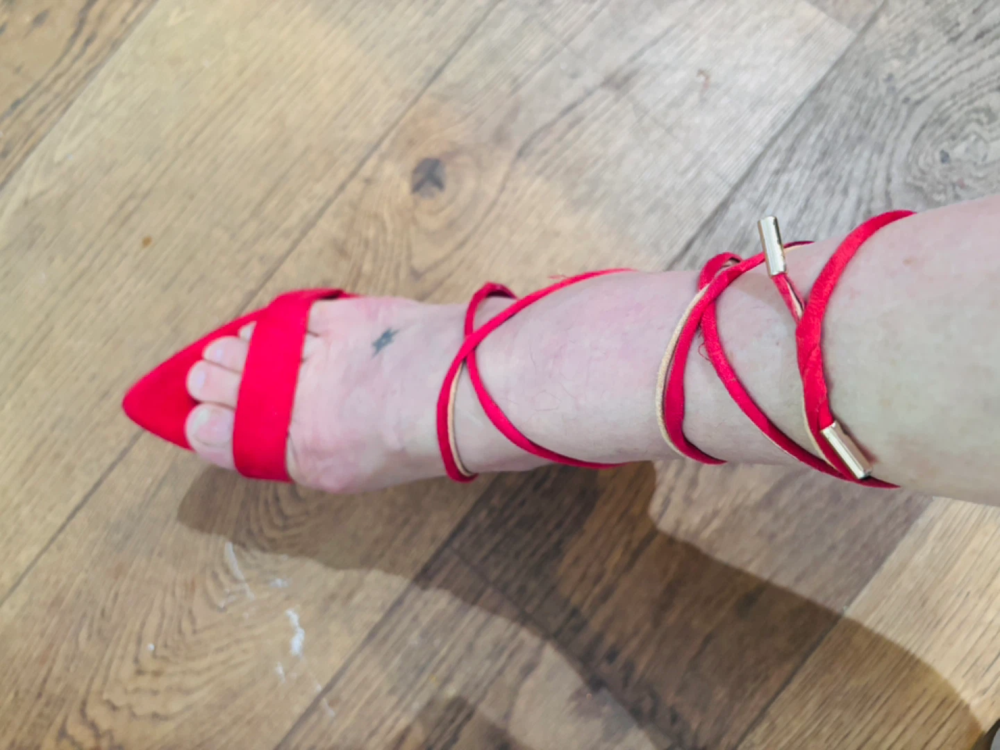 Red Suede Strappy High Heel Sandals - photo 4