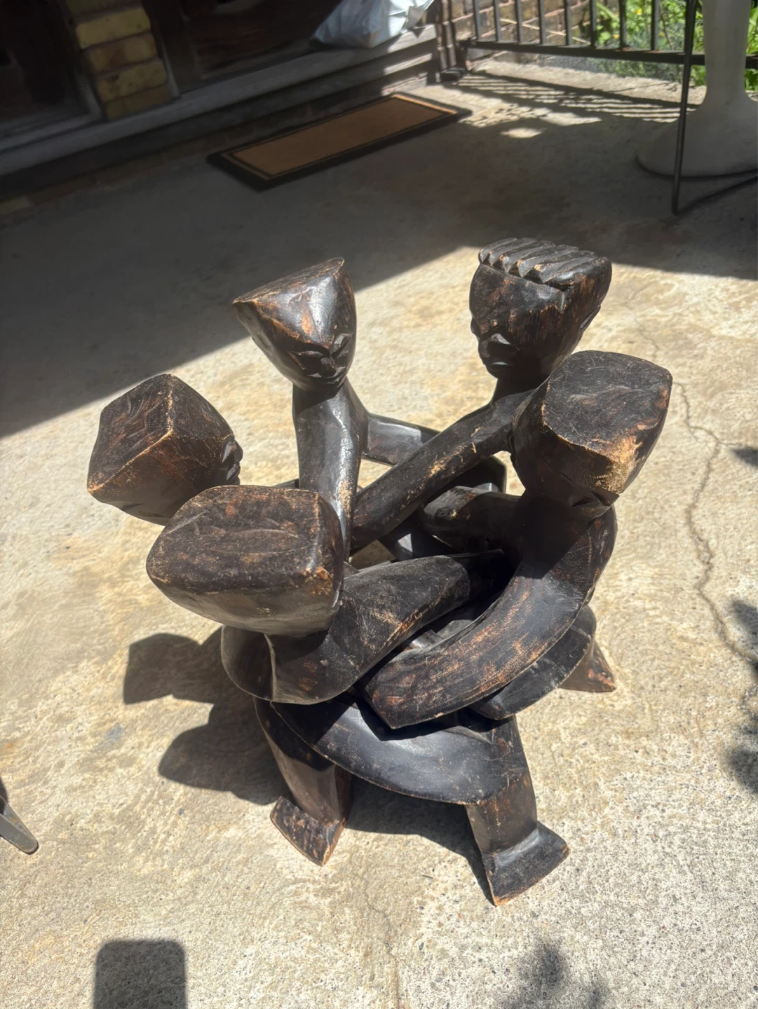 Carved Wood Figural Plant Stand