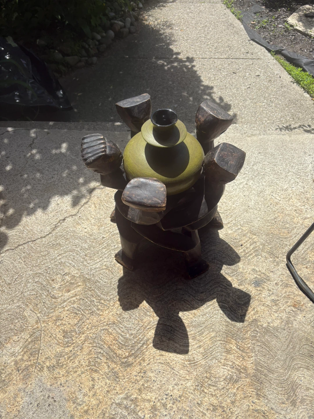 Carved Wood Figural Plant Stand - photo 4