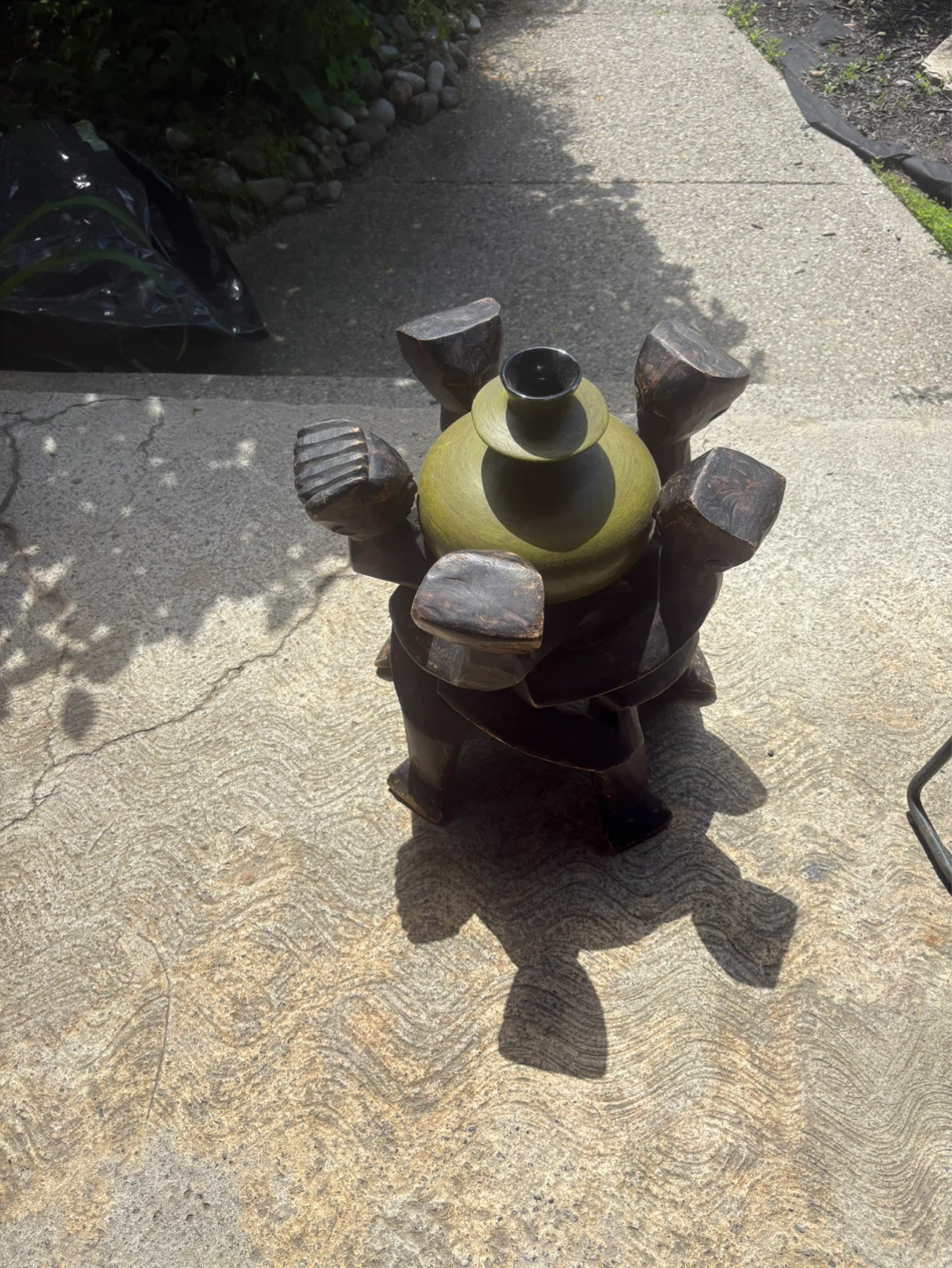 Carved Wood Figural Plant Stand - photo 5