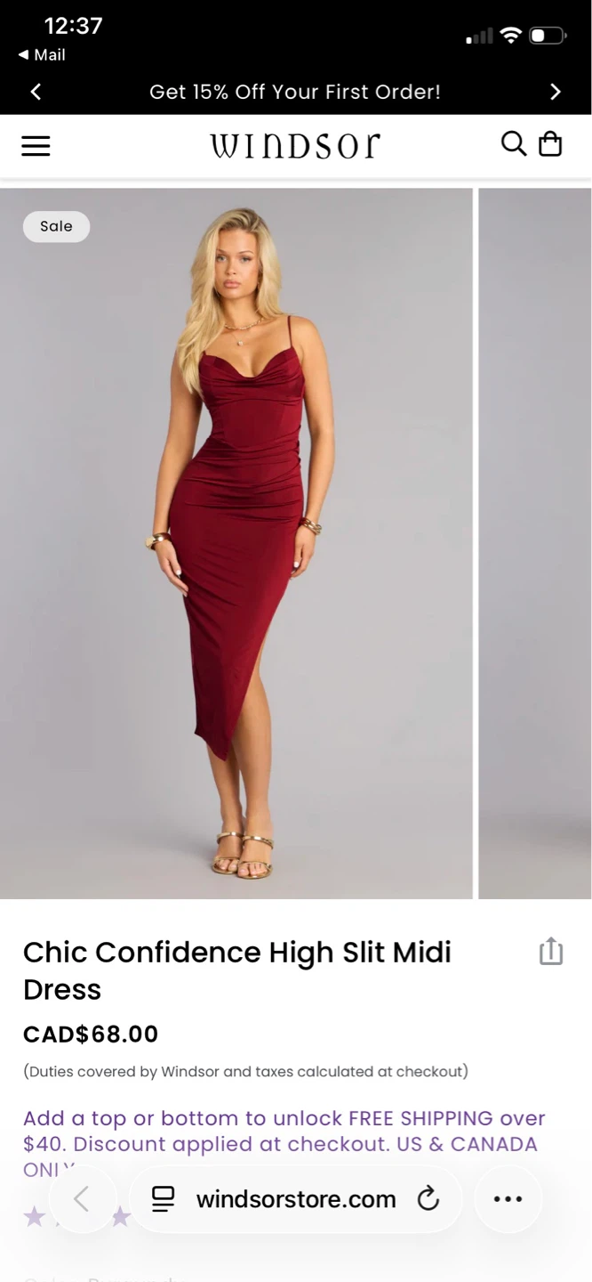 Windsor High Slit Midi Dress size S