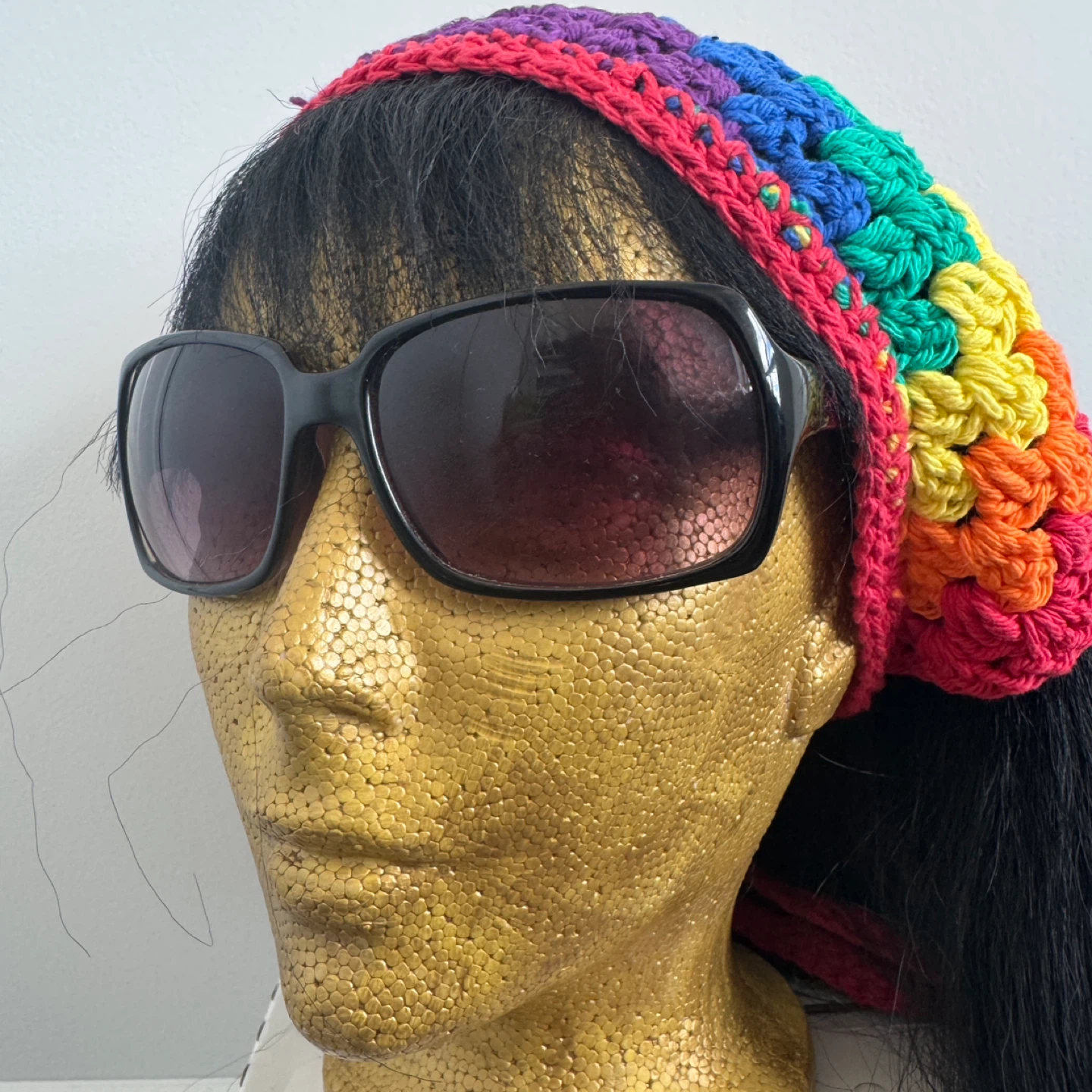 Handmade Crochet Rainbow Bandana Headscarf - photo 2