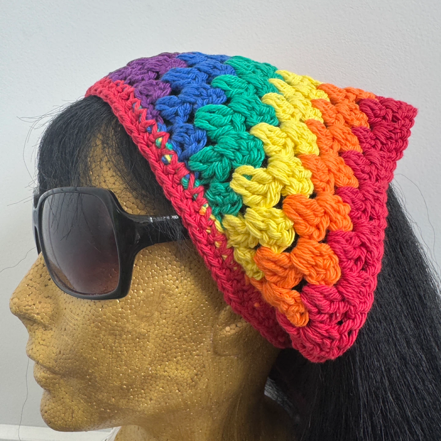 Handmade Crochet Rainbow Bandana Headscarf - photo 3