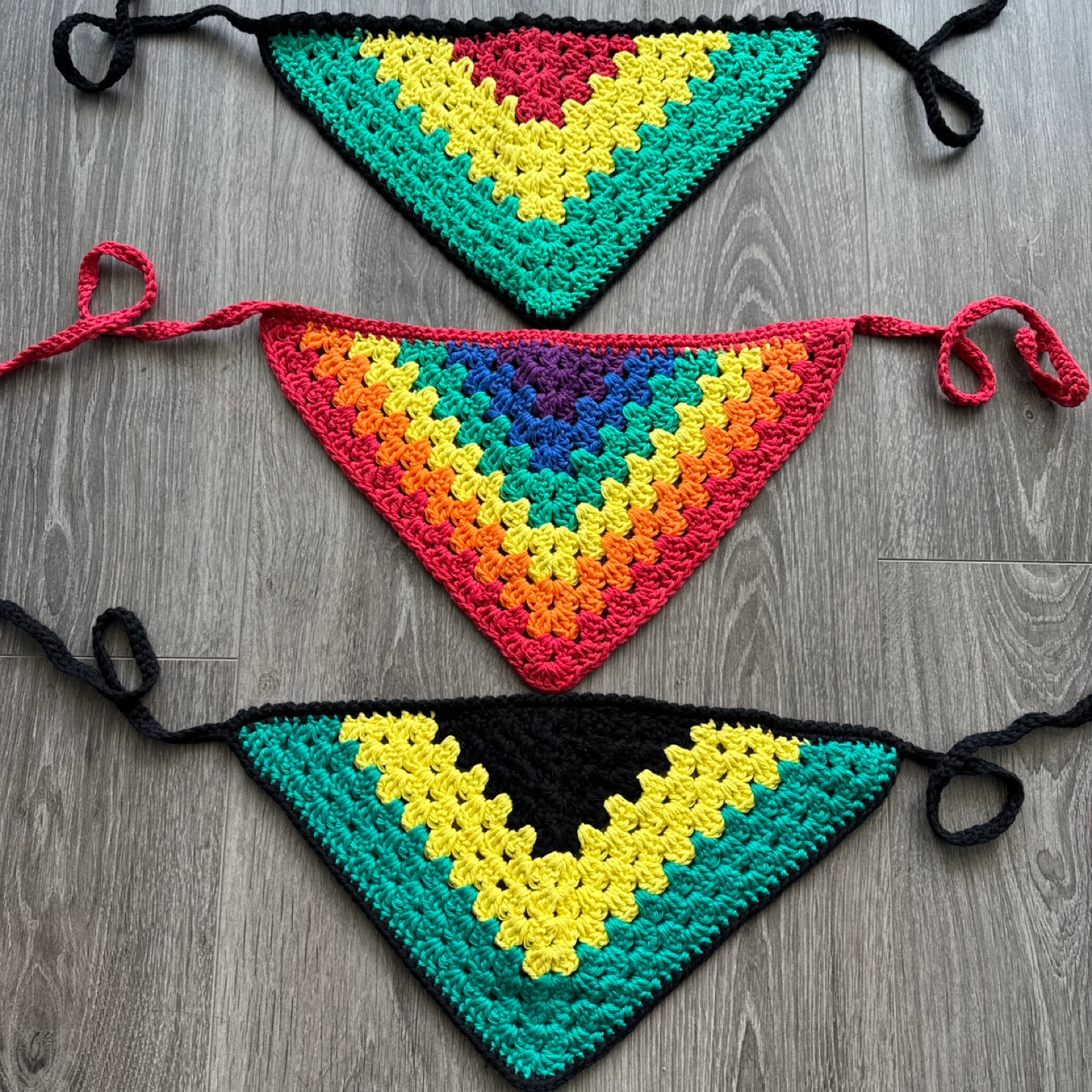 Handmade Crochet Rainbow Bandana Headscarf - photo 5