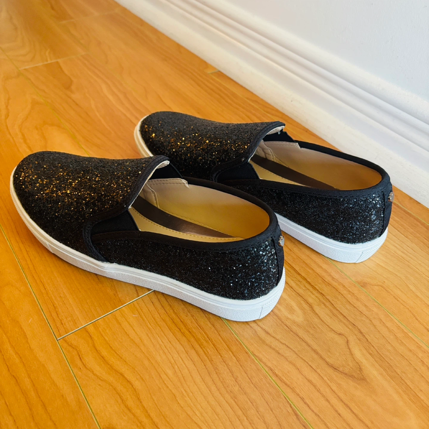 *New* $80 FEVERSOLE Black Glitter Slip-On Sneakers - photo 2
