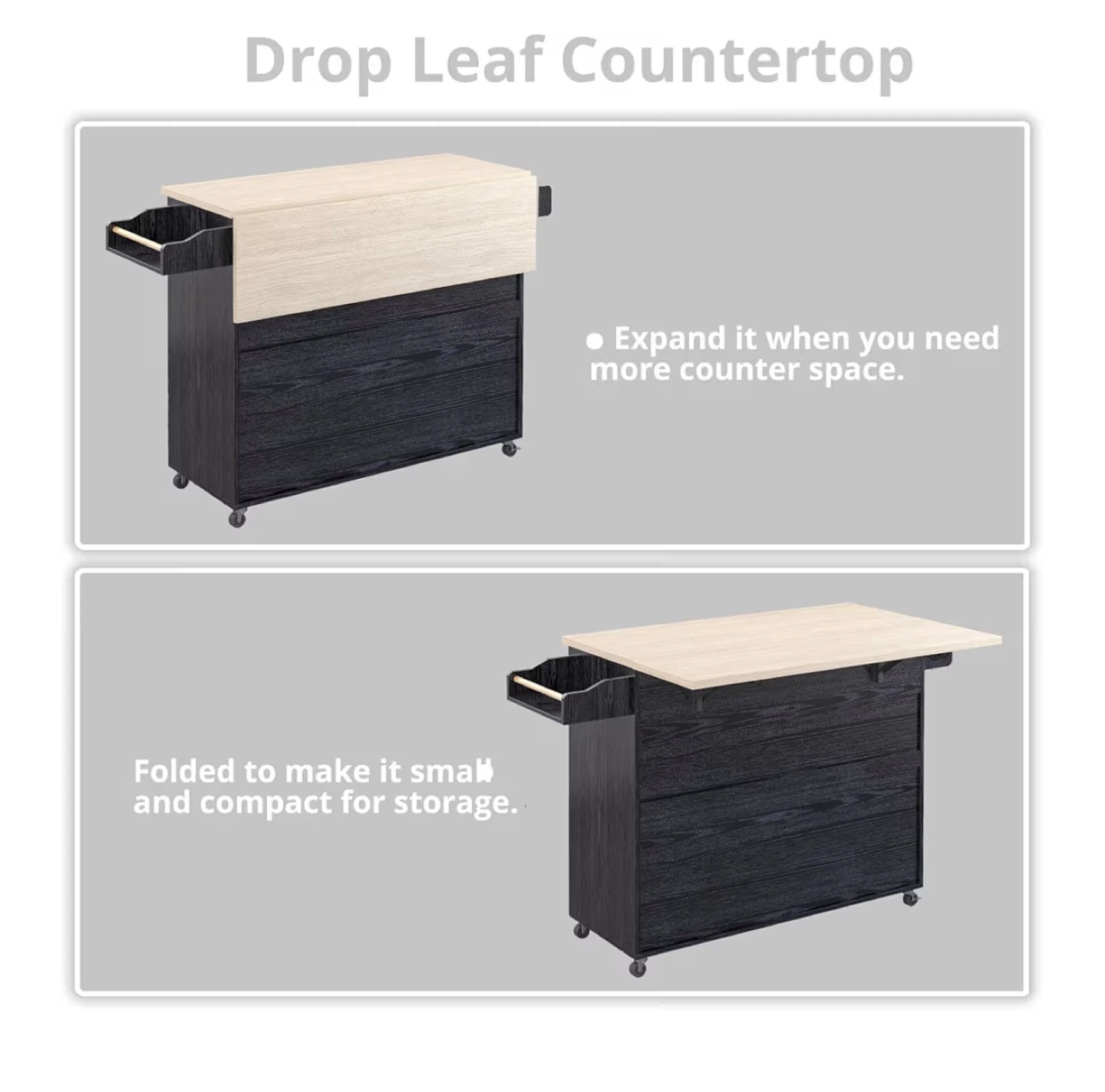 Brand New Ironck Drop Leaf Countertop Kitchen Cart - photo 5