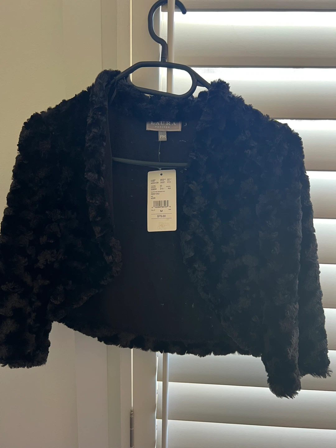 Laura Petites Black Faux Fur Bolero Jacket PM