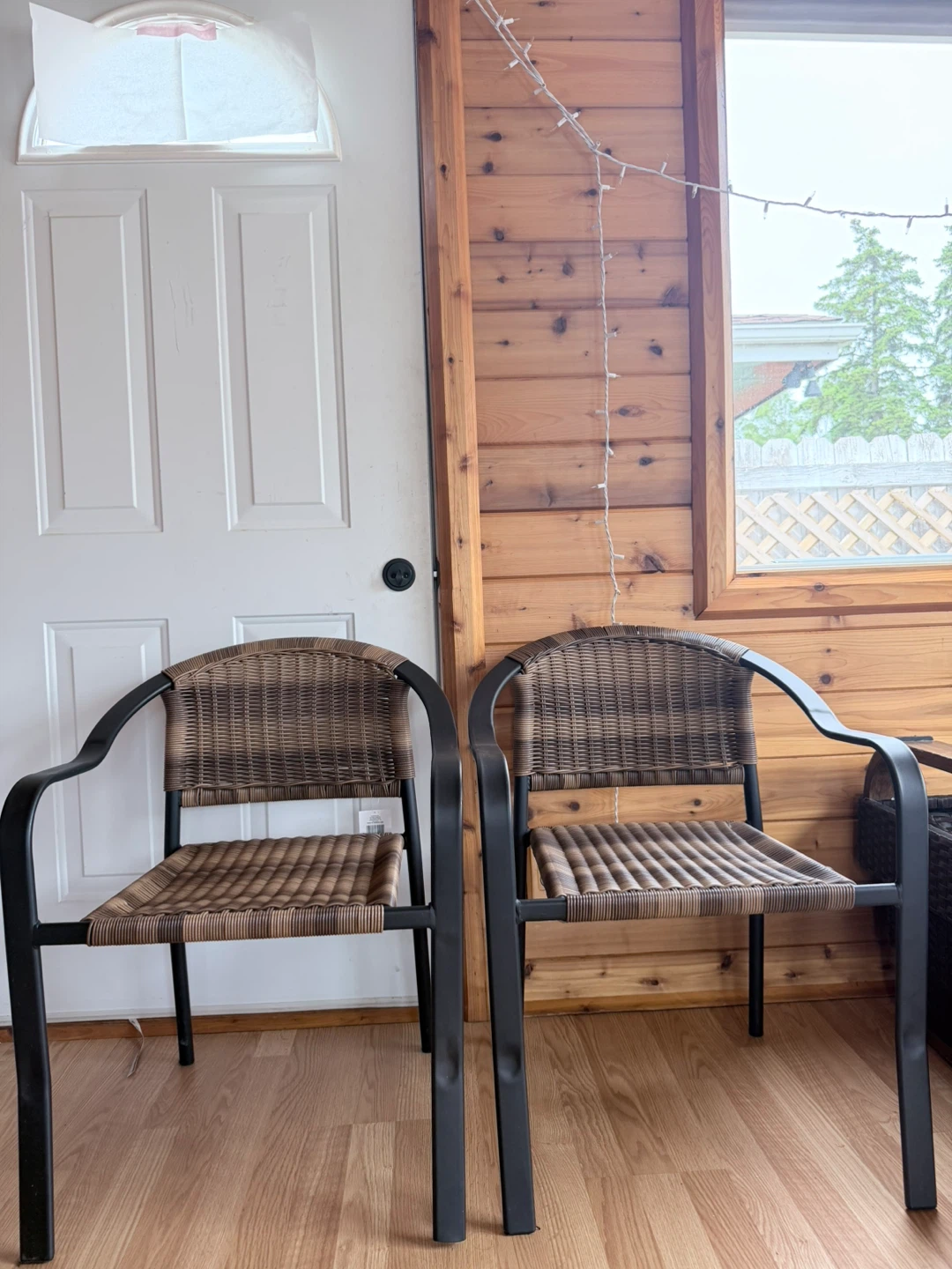 Wicker and Metal Outdoor Chairs - Set of 2