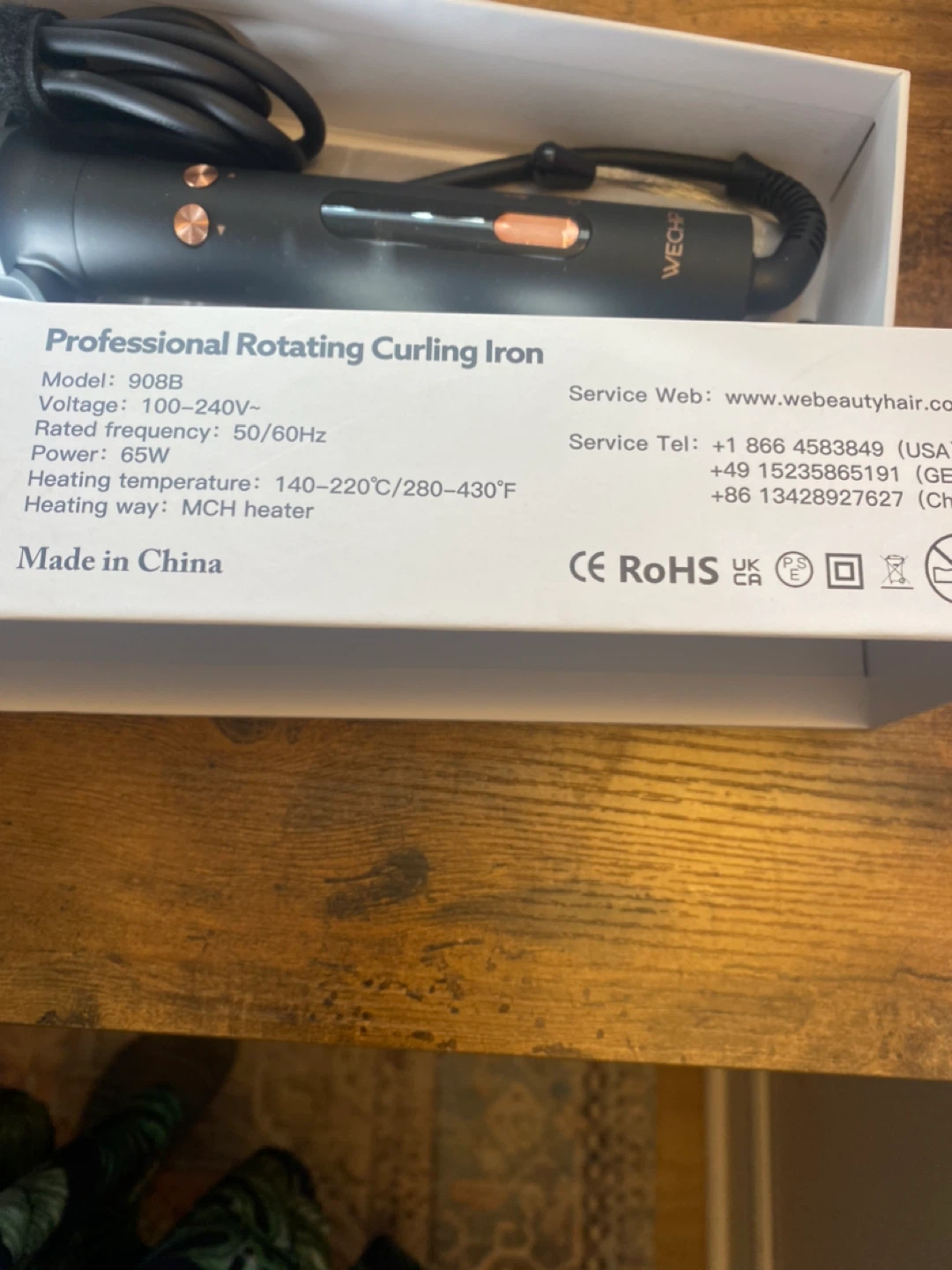 WECHIP Professional Rotating Curling Iron Model 908B - photo 2