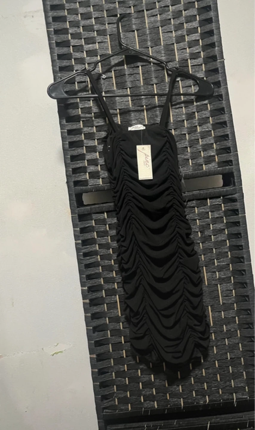 Black Ruched Mini Dress size S or L - photo 2
