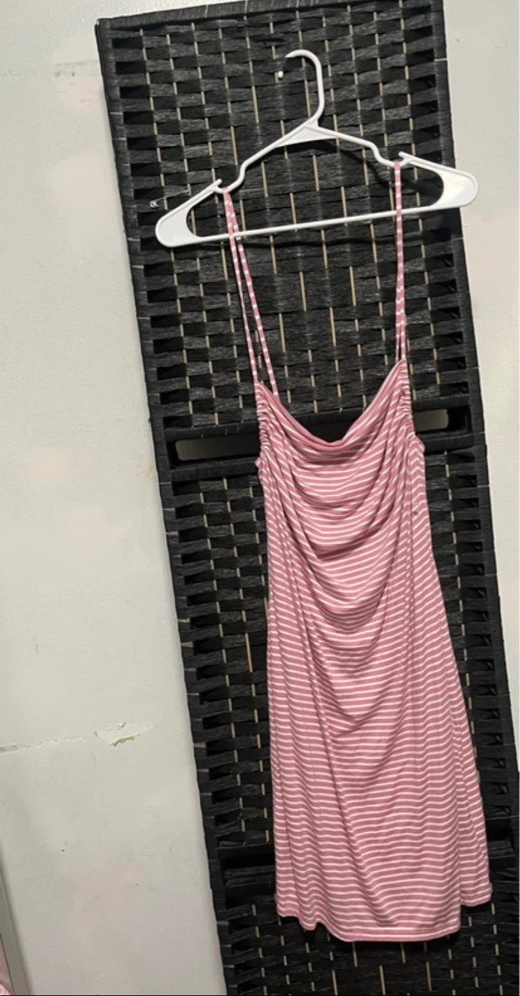 Pink and White Striped Spaghetti Strap Dress - photo 2