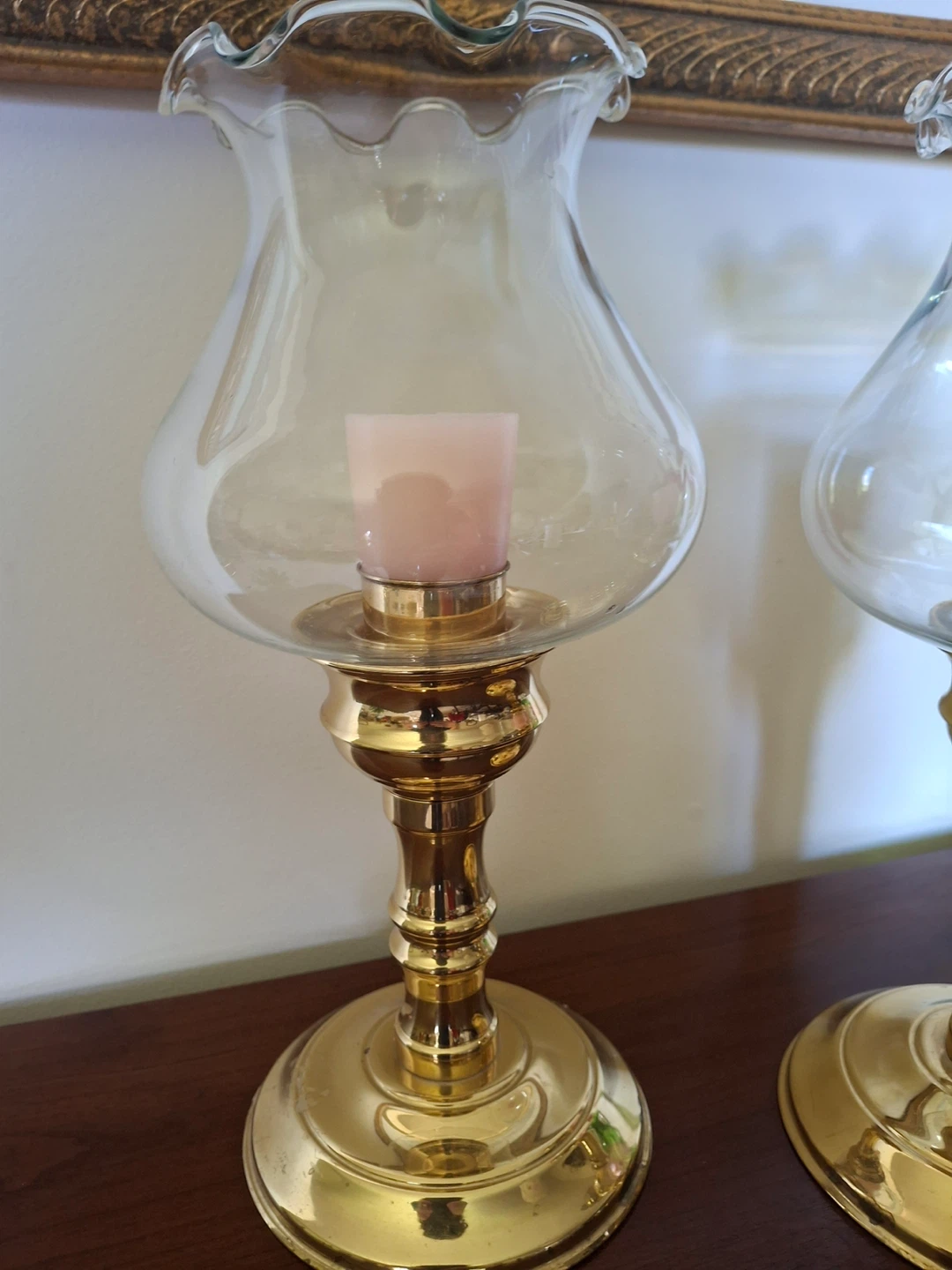 Brass and glass candlestick holders (pair) - photo 2