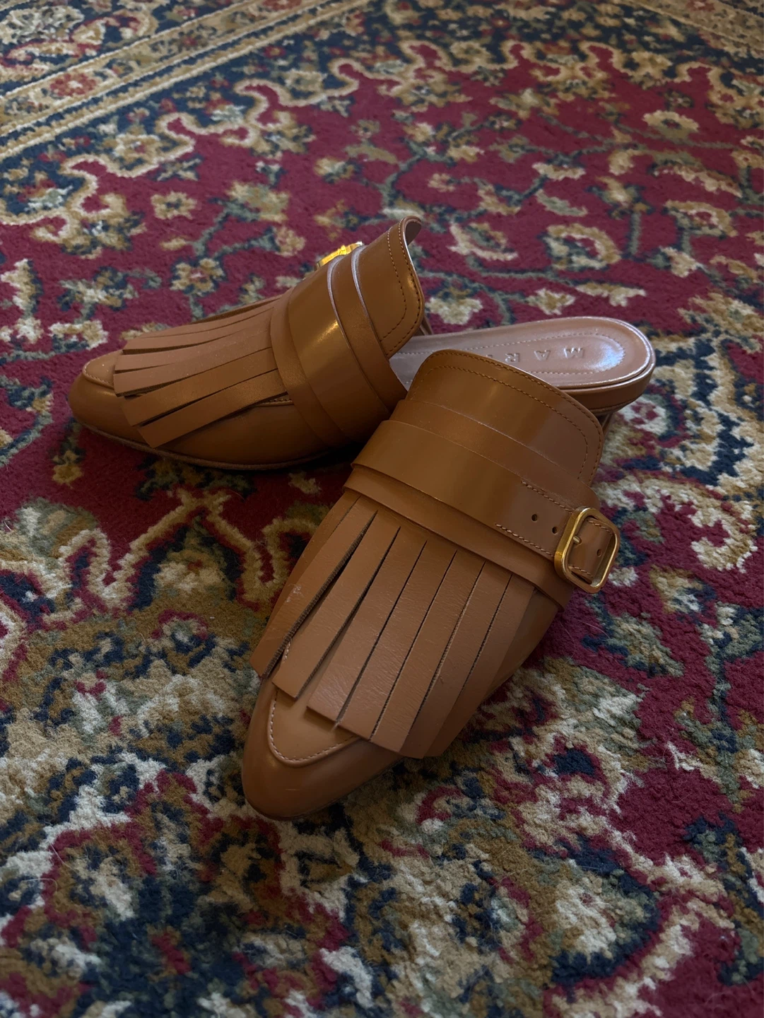 Marni Leather Fringe Mules