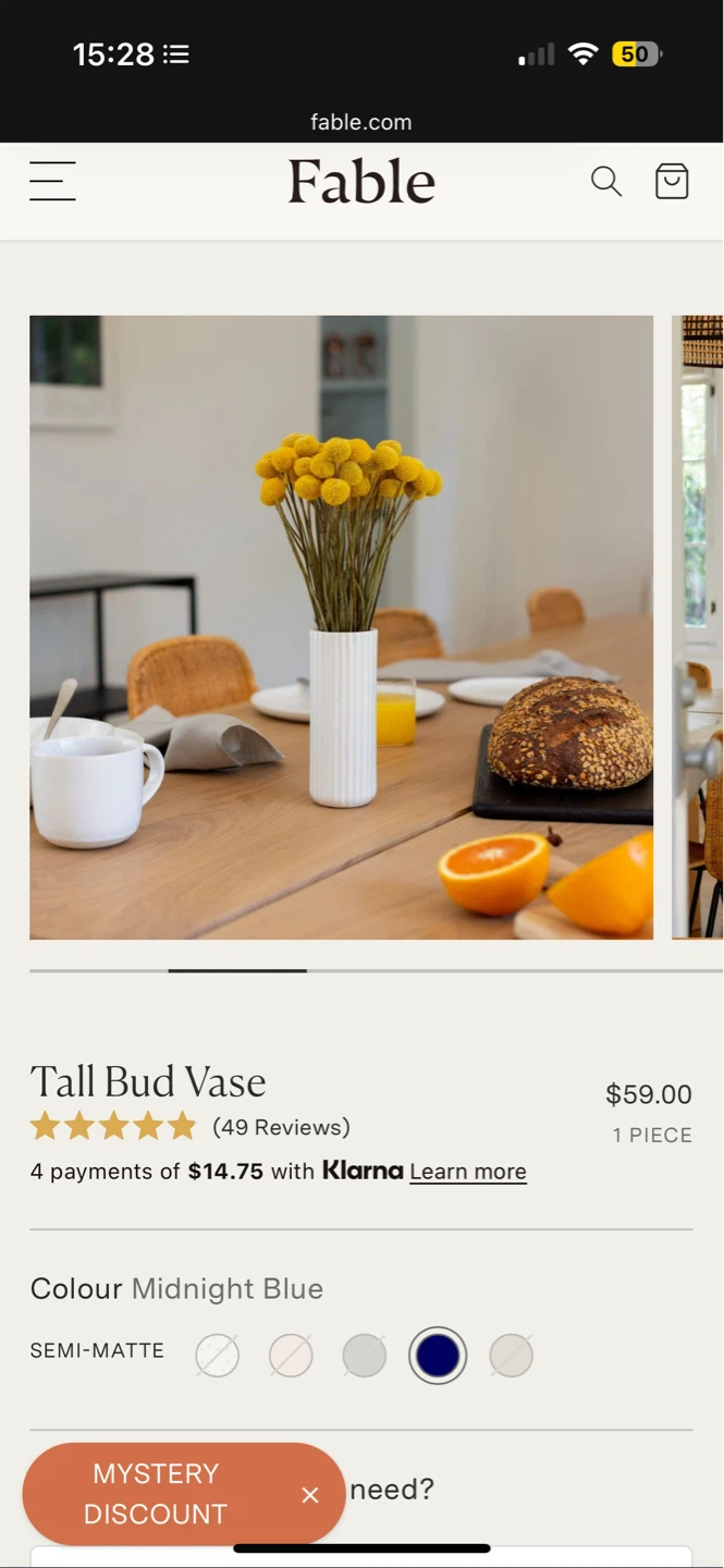*New* $70 Fable Tall Bud Vase - Midnight Blue - photo 2