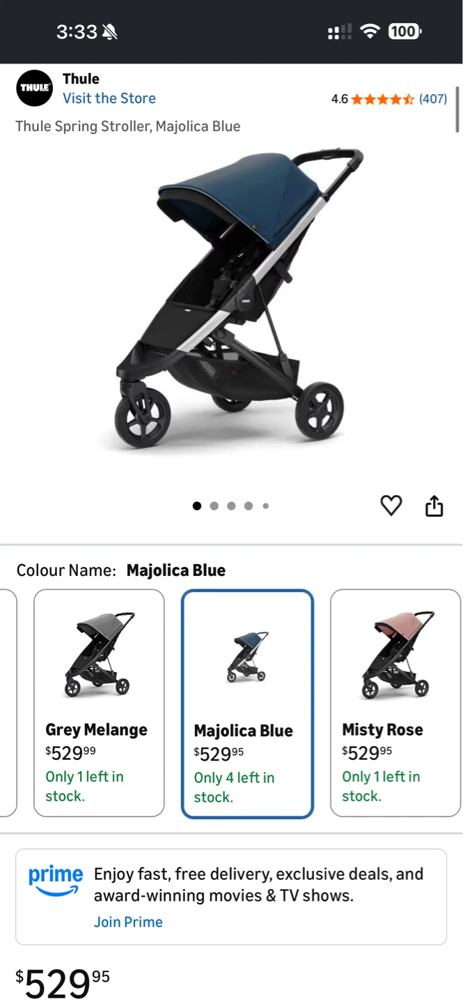Thule Spring Stroller, Majolica Blue