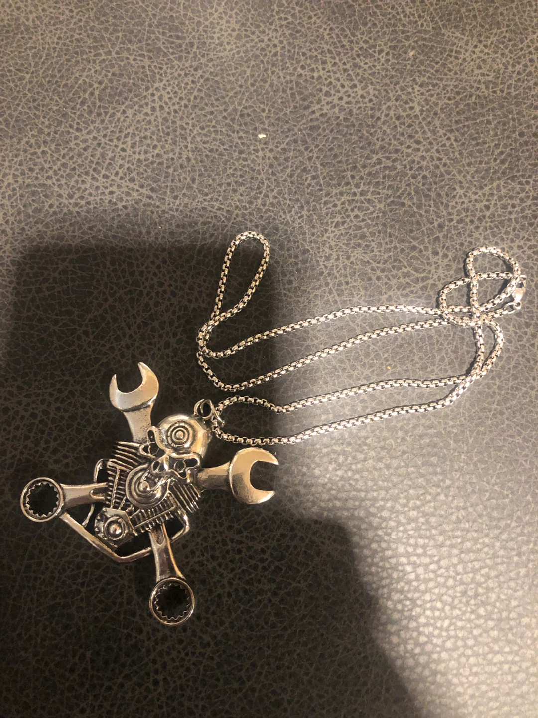 Motorcycle Engine Skull Pendant Necklace